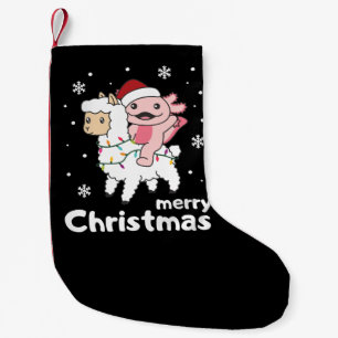 Meia De Natal Pequena Axolotl Llama Alpaca Feliz Animais de Natal
