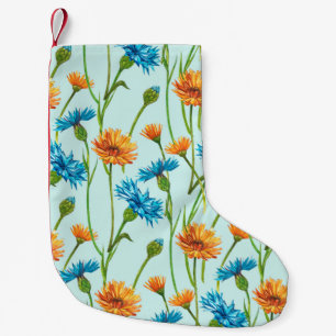 Meia De Natal Pequena Azul Cornflower Herb ou solteiro