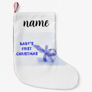 Meia De Natal Pequena azul de natal do primeiro bebê