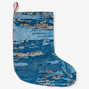 Meia De Natal Pequena Azul de Vintage: Textura Antiga de Madeira