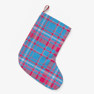 Meia De Natal Pequena Azul e vermelho do Tartan