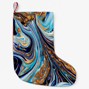 Meia De Natal Pequena Azul Persa Agate: Textura Luxuosa Oriental