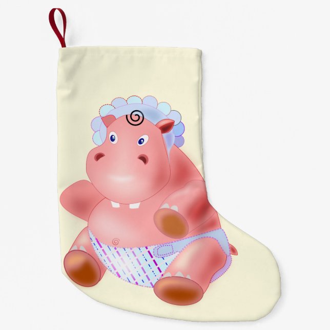 Meia De Natal Pequena Baby Hippo Christmas Stocks (Frente)