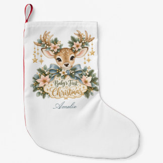 Meia De Natal Pequena Babys erstes Weihnachten mit süßem Rehkitz