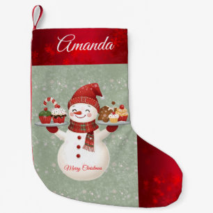 Meia De Natal Pequena Baker Bonito Snowman Stocks de Natal