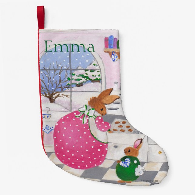 Meia De Natal Pequena Baker Bunny Stocks (Frente)
