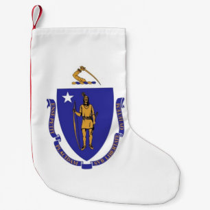 Meia De Natal Pequena Balcões de Natal com Bandeira de Massachusetts