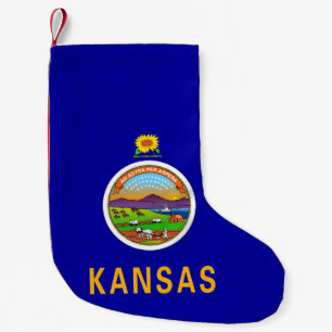 Meia De Natal Pequena Balcões de Natal com Bandeira do Kansas, EUA