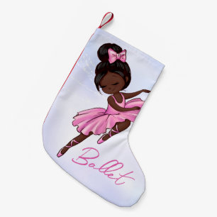 Meia De Natal Pequena Balé Afro-Americano Ballerina Rosa Tutu