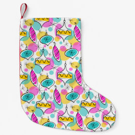 Meia De Natal Pequena Baleeiras da Árvore Retro com enxertia vermelha