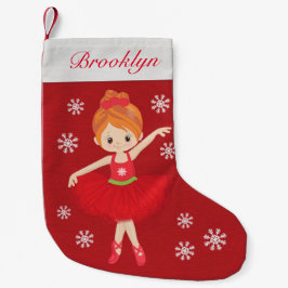 Meia De Natal Pequena Ballerina de Natal Personalizada do Cabelo Vermelh