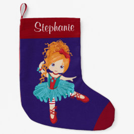 Meia De Natal Pequena Ballerina de Natal Red Hair
