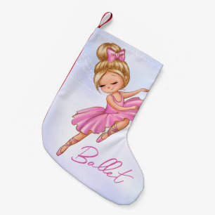 Meia De Natal Pequena Ballerina Girl Pink, Puro, Dança de Balé Bonito