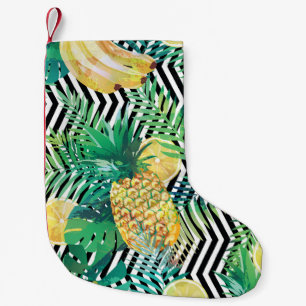 Meia De Natal Pequena Bananas Exóticas Limões Tropicais