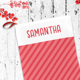 Meia De Natal Pequena Bandas de Natal Brancas Vermelhas Personalizadas