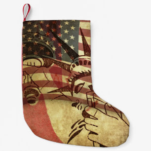 Meia De Natal Pequena Bandeira americana Grunge: fundo texturizado.