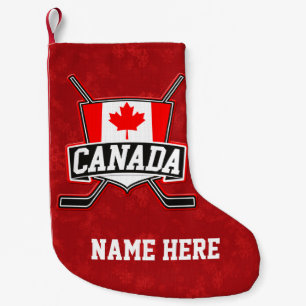 Meia De Natal Pequena Bandeira canadense canadense de hóquei na bandeira
