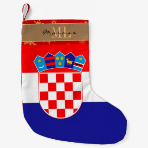 Meia De Natal Pequena Bandeira da Croácia, monograma