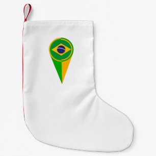 Meia De Natal Pequena Bandeira do lugar do ponteiro do mapa de Brasil