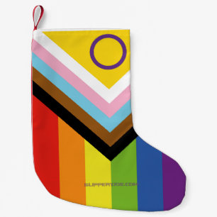 Meia De Natal Pequena Bandeira do orgulho intersexo SlipperyJoe's fundo 