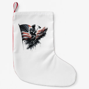 Meia De Natal Pequena Bandeira dos Estados Unidos. Bombeiro