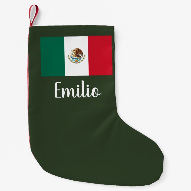 Meia De Natal Pequena Bandeira mexicana personalizada estocagem de Natal (Frente)