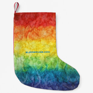 Meia De Natal Pequena Bandeira tie-dye da SlipperyJoe's arco-íris pressi