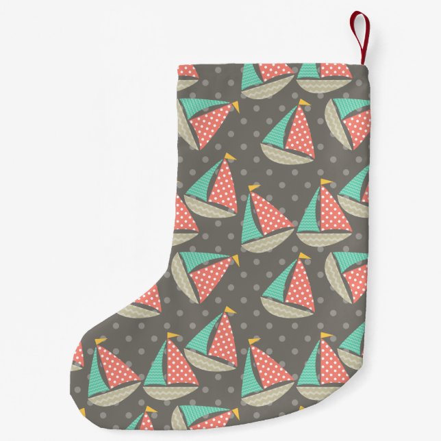 Meia De Natal Pequena Barcos à vela (Verso)