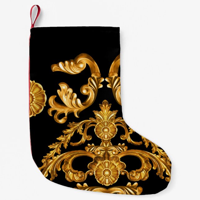 Meia De Natal Pequena Barroco ouro, Elementos Ornamentais (Frente)