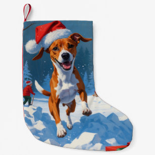 Meia De Natal Pequena Basenji Christmas FEST Scense