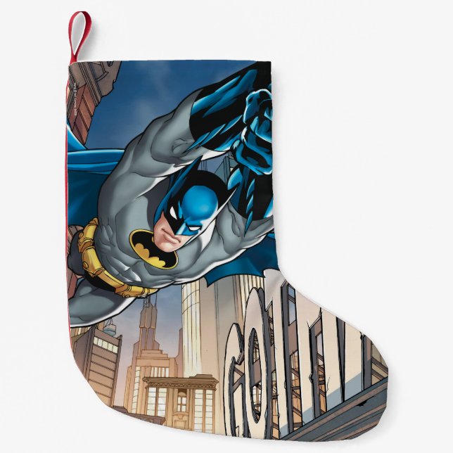 Meia De Natal Pequena Batman Swings from Rope (Frente)