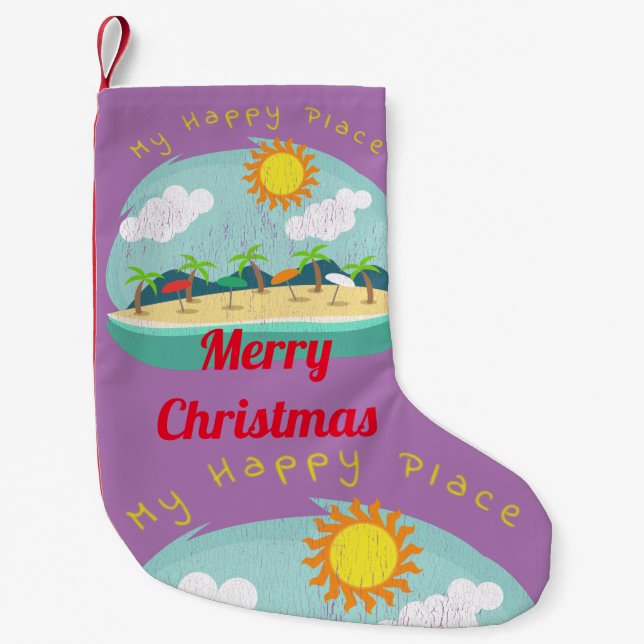 Meia De Natal Pequena Beach Happy Place Thunder_Cove (Frente)