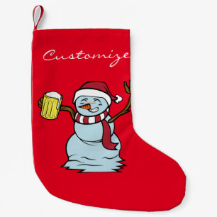 Meia De Natal Pequena Bebado de cerveja Snowman Thunder_Cove