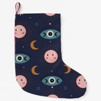 Meia De Natal Pequena Bebê Boho, padrão chic hippie.