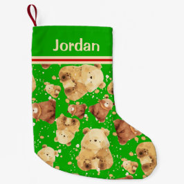 Meia De Natal Pequena Bebê Branco Verde Adicione Nome