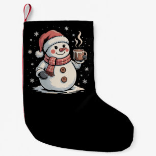 Meia De Natal Pequena Bebida de Café do Homem de Neve Bonito Floco de Ne