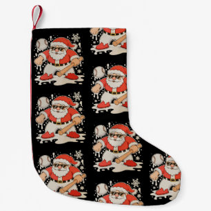Meia De Natal Pequena Beisebol de Papai Noel Gotejamento Floco de Neve N
