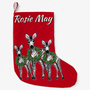 Meia De Natal Pequena Bela personalização da Zebras do Natal