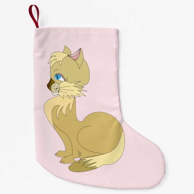 Meia De Natal Pequena Belo Natal de Gato (Frente)