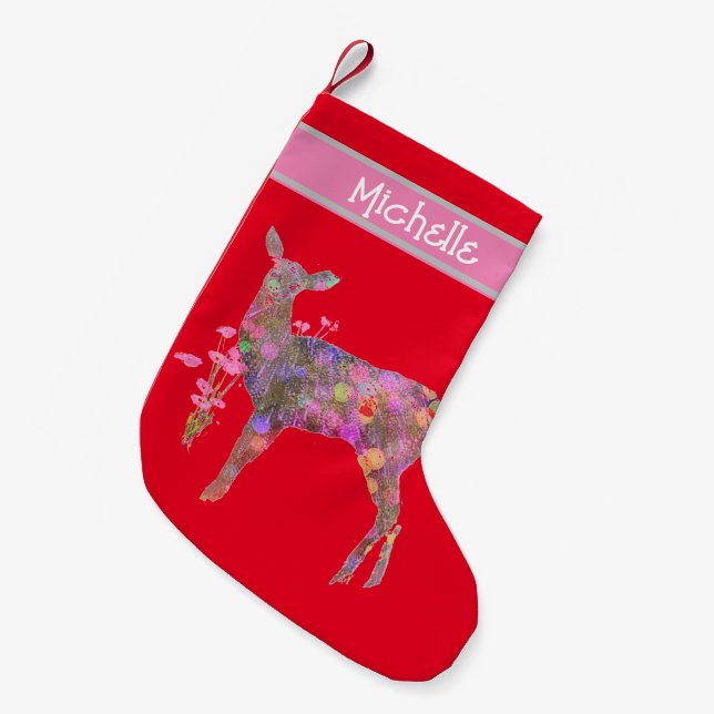 Meia De Natal Pequena Belo Natal dos Veados (Frente (Pendurada))