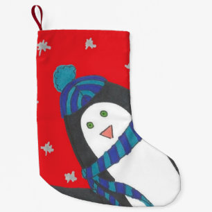Meia De Natal Pequena Belo Pinguim de inverno - Pequena estocagem de Nat