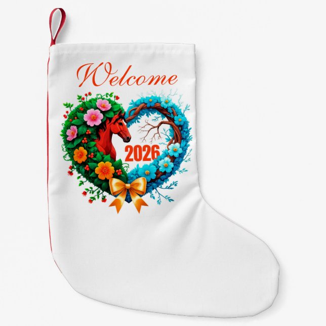 Meia De Natal Pequena Bem-vindo 2026 (Frente)