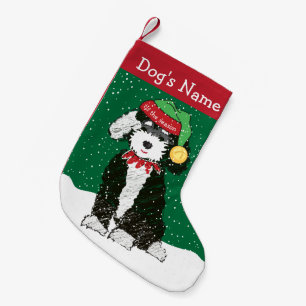 Meia De Natal Pequena Bernedoodle Elf de Natal Personalizado