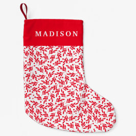 Meia De Natal Pequena Berries Red and White Holly |