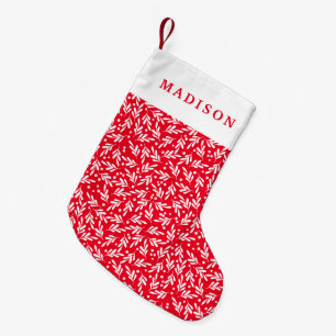 Meia De Natal Pequena Berries Red and White Holly
