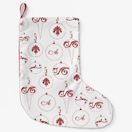 Meia De Natal Pequena Berry Red Monograma Bauble Ornament