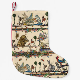 Meia De Natal Pequena BESTIÁRIO MEDIEVAL TOCANDO MÚSICA Violinista Leão,