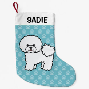 Meia De Natal Pequena Bichon Frise Cachorro