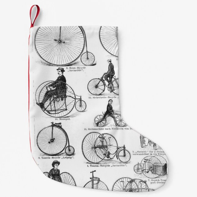 Meia De Natal Pequena Bicicleta de Roda Alta Penny Farthing (Frente)