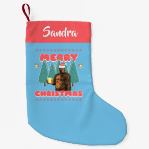 Meia De Natal Pequena Bigfoot Engraçado - Natal Personalizado